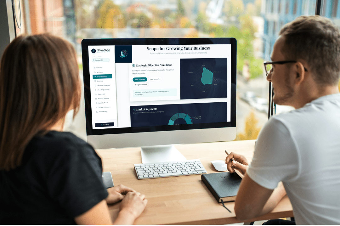 AI TradeMarket Portal mockup